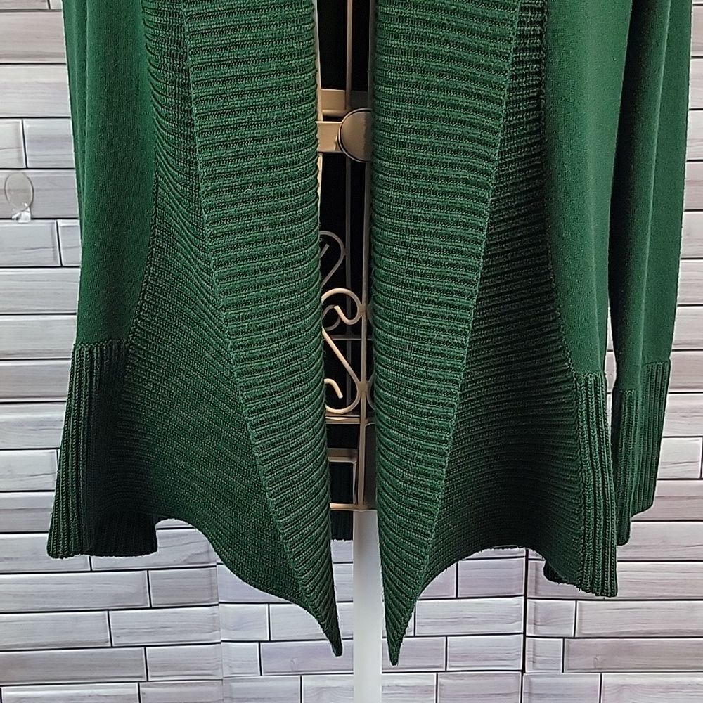 Joan Vass emerald green cardigan Open Front Shawl Collar Womens  Size S - Picture 3 of 10